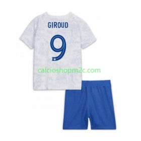 Francia Olivier Giroud 9 Bambino Maglia Trasferta World Cup 2022 Manica Corta (+ Pantaloncini)